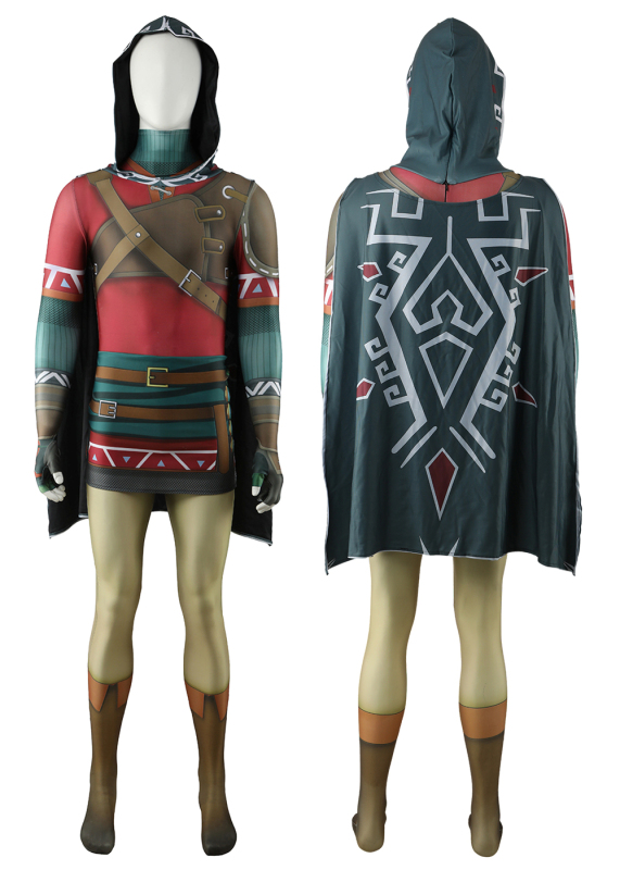 The Legend of Zelda Link Bodysuit Cosplay Costume Suit with Cloak For Kids Adult Tears of the Kingdom Unibuyplus