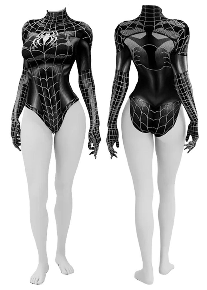 Spider-Man Female Costume Cosplay Black Suit Summer Ver. For Kids Adult Unibuyplus