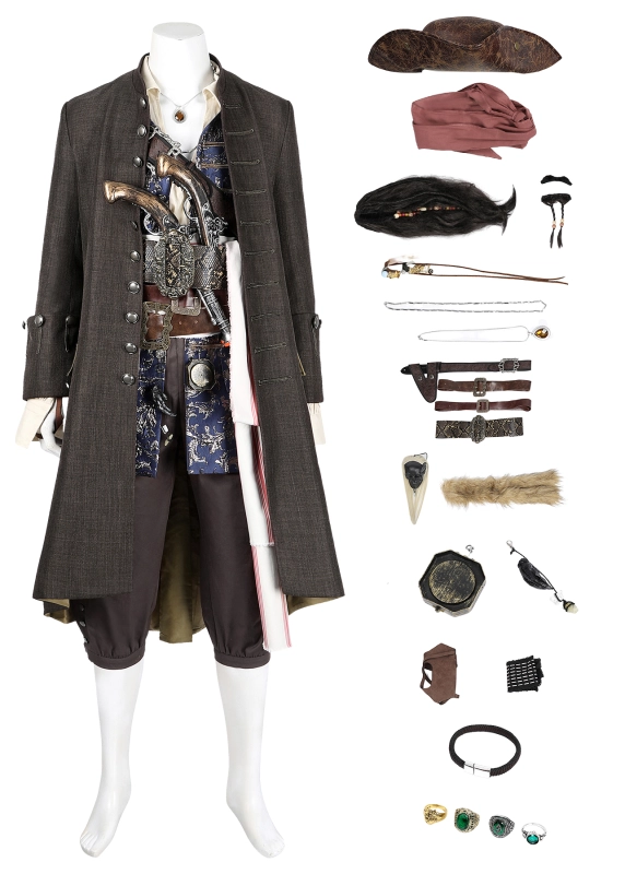 Jack Sparrow Costume Cosplay Suit Pirates of the Caribbean Coat Unibuyplus