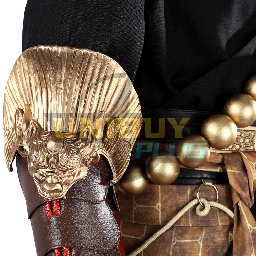 Black Myth Wukong Cosplay Costume Ebongold Silk Robe Suit Unibuyplus