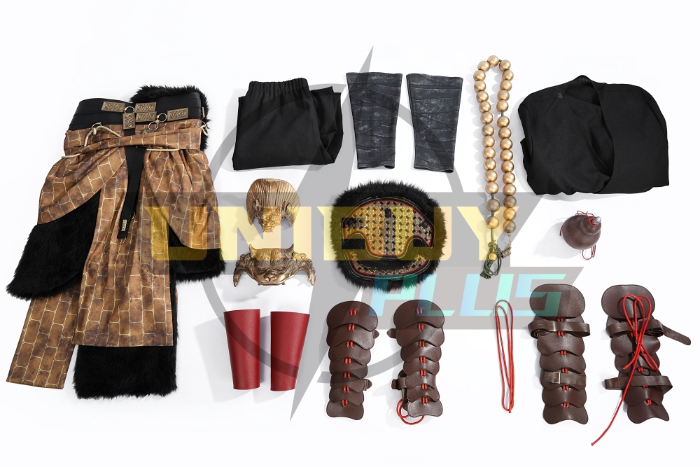 Black Myth Wukong Cosplay Costume Ebongold Silk Robe Suit Unibuyplus