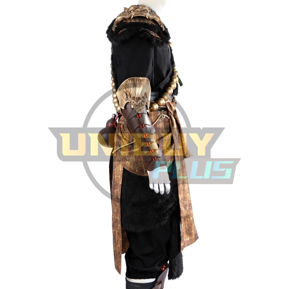 Black Myth Wukong Cosplay Costume Ebongold Silk Robe Suit Unibuyplus