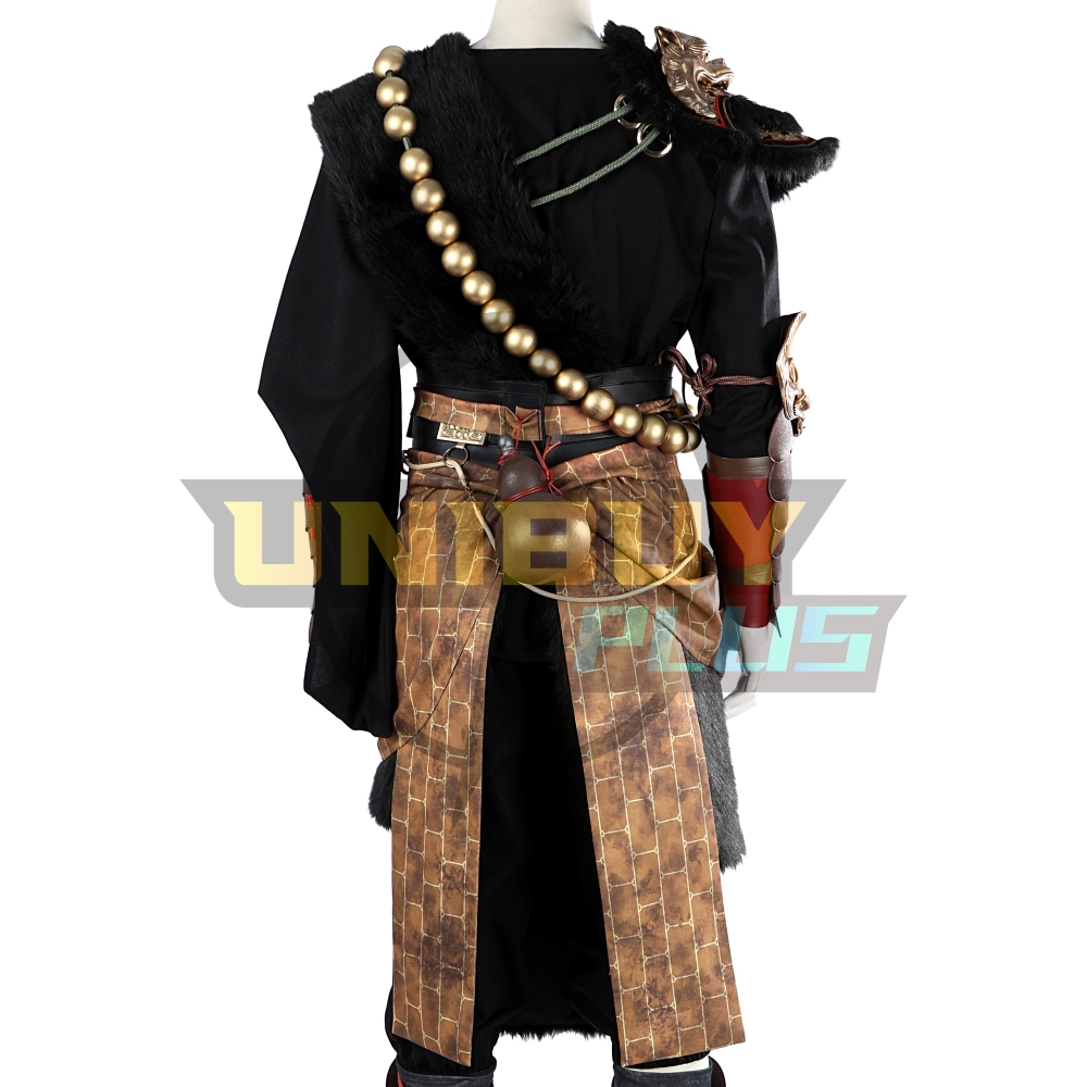 Black Myth Wukong Cosplay Costume Ebongold Silk Robe Suit Unibuyplus