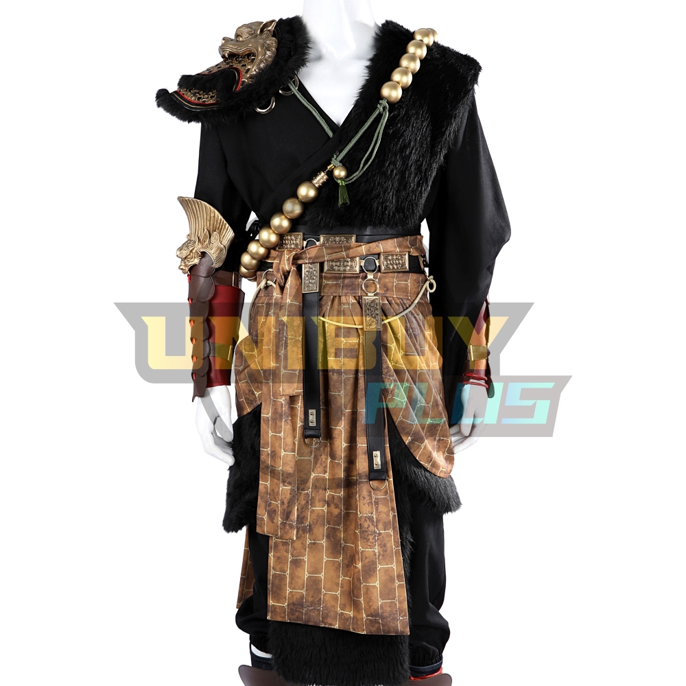 Black Myth Wukong Cosplay Costume Ebongold Silk Robe Suit Unibuyplus