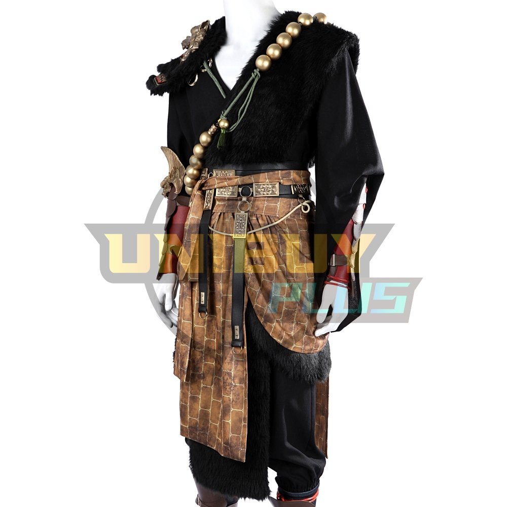 Black Myth Wukong Cosplay Costume Ebongold Silk Robe Suit Unibuyplus