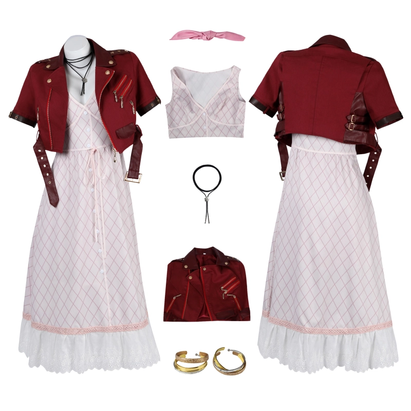 Crisis Core: Final Fantasy VII Aerith Gainsborough Dress Costume Cosplay Suit Unibuyplus