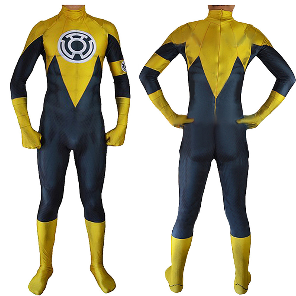 Green Lantern	Yellow Lanterns Costume Cosplay Suit Sinestro Corps Bodysuit For Kids Adult Unibuyplus