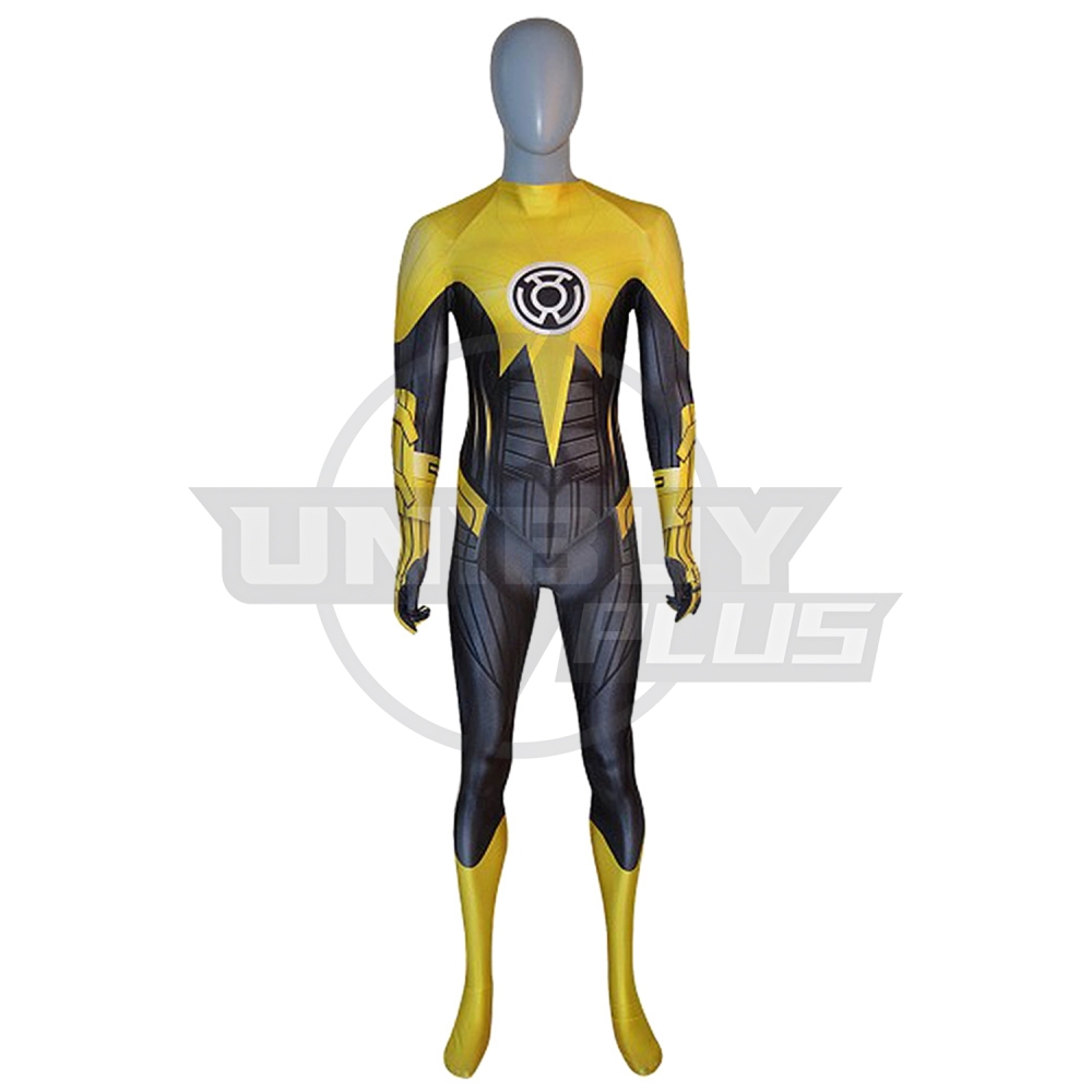 Green Lantern: Emerald Knights Yellow Lanterns Costume Cosplay Suit Sinestro Corps Bodysuit For Kids Adult Unibuyplus