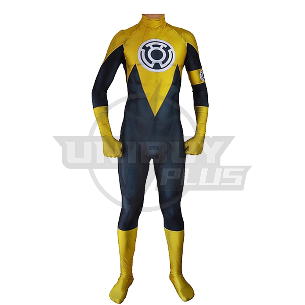 Green Lantern	Yellow Lanterns Costume Cosplay Suit Sinestro Corps Bodysuit For Kids Adult Unibuyplus
