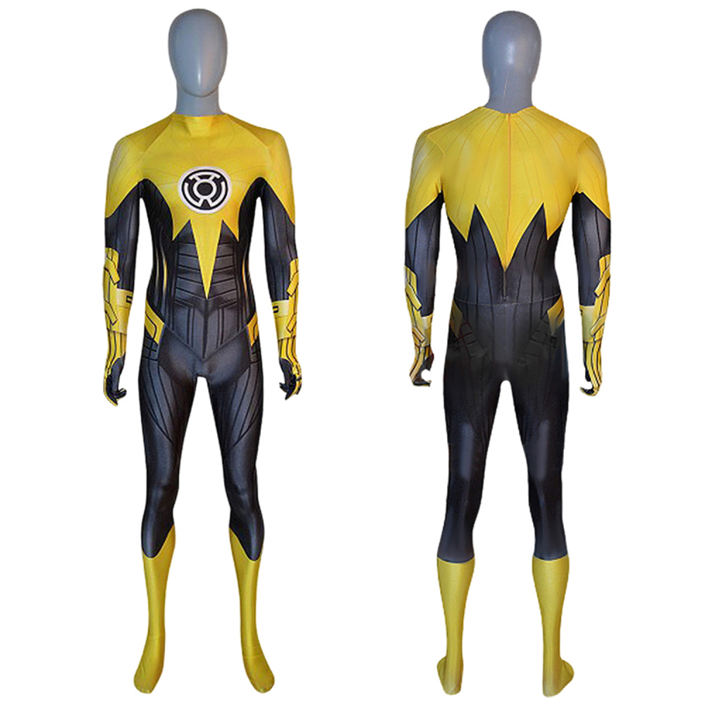 Green Lantern: Emerald Knights Yellow Lanterns Costume Cosplay Suit Sinestro Corps Bodysuit For Kids Adult Unibuyplus