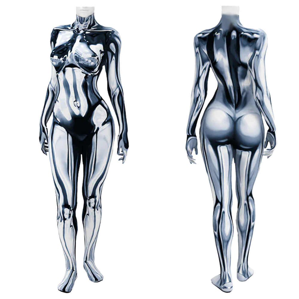 The Fantastic Four: First Steps Silver Surfer Costume Cosplay Suit Bodysuit For Kids Adult Unibuyplus