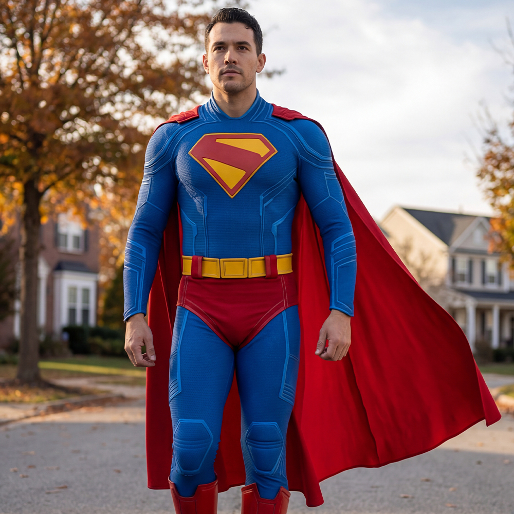Superman Legacy Costume Cosplay Suit Clark Kent Cloak Unibuyplus