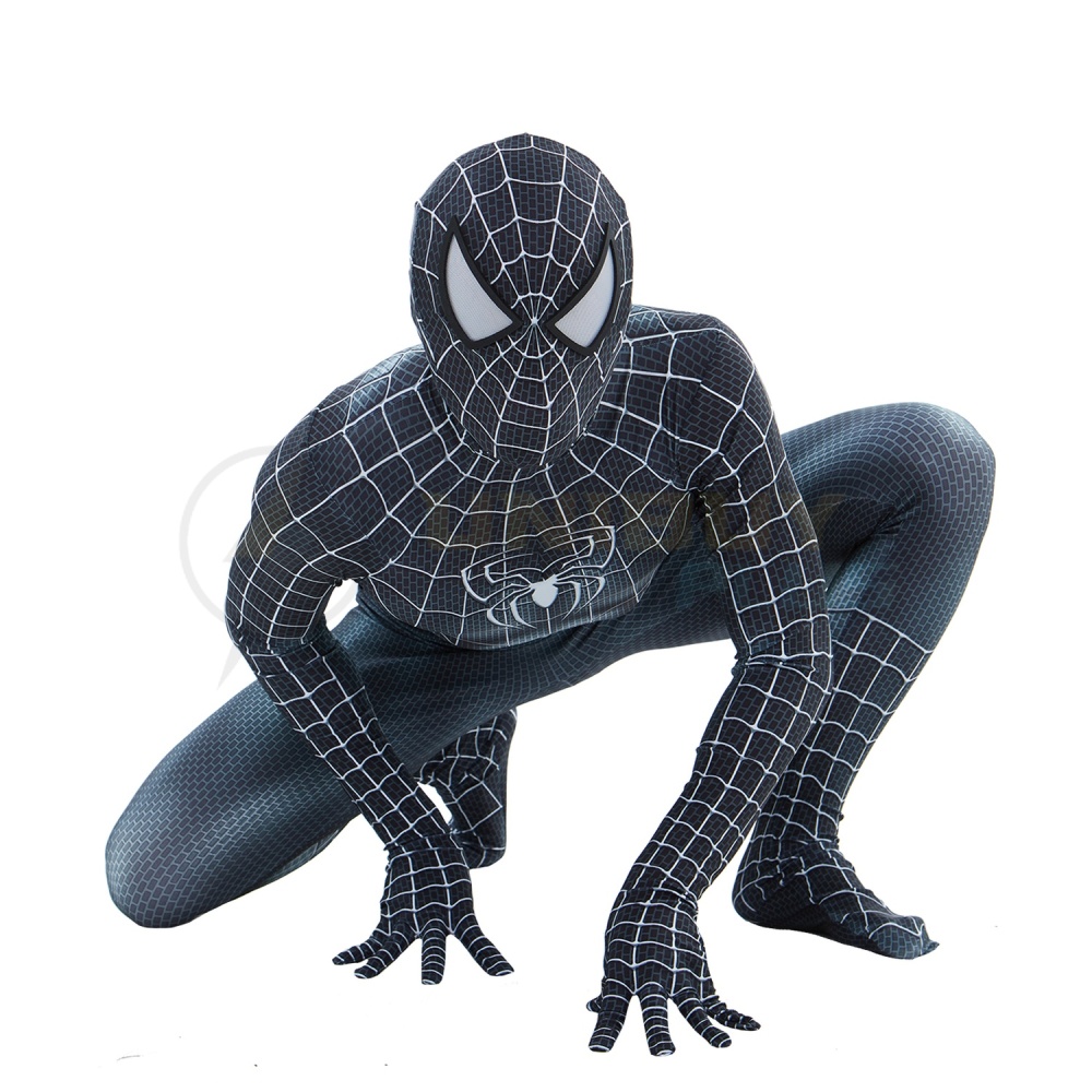 Spider Man 3 Tobey Maguire Bodysuit Costume Cosplay Suit For Kids Adult Black-Suited Spider-Man Unibuyplus