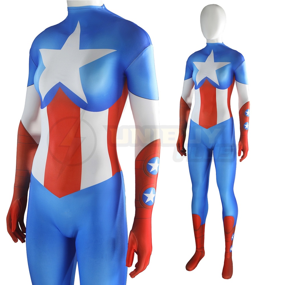 Captain America Costume Cosplay Suit For Kids Adult The First Avenger Female Version Unibuyplus