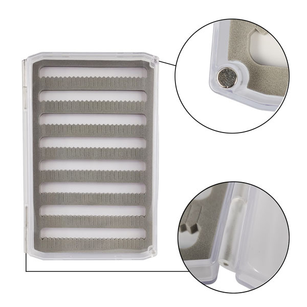 BTI-09A-H055 Transparent Plastic Fly fishing box with powerful Micro/Magnet