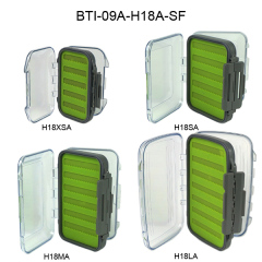 BTI-09A-H18-SF Green Silicone Inserts Double-sided Clear lid Waterproof Fly Fishing Boxes