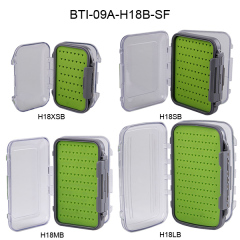 BTI-09A-H18-SF Green Silicone Inserts Double-sided Clear lid Waterproof Fly Fishing Boxes