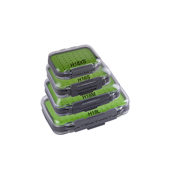 BTI-09A-H18-SF Green Silicone Inserts Double-sided Clear lid Waterproof Fly Fishing Boxes