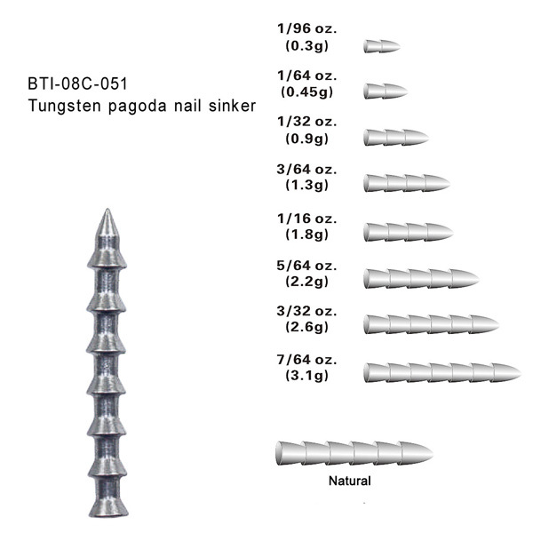 BTI-08C-051: Tungsten pagoda nail sinker