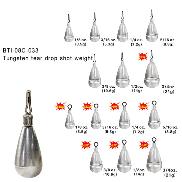 BTI-08C-033: Tungsten tear drop shot weight