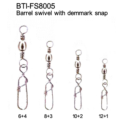 Barrel swivel with demmark snap