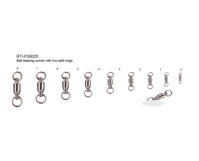 Ball bearing swivel with two split rings