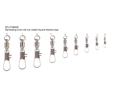 Ball bearing swivel with one welded ring and interlock snap