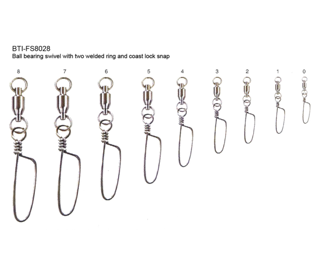 Ball bearing swivel with two welded ring and coast lock snap