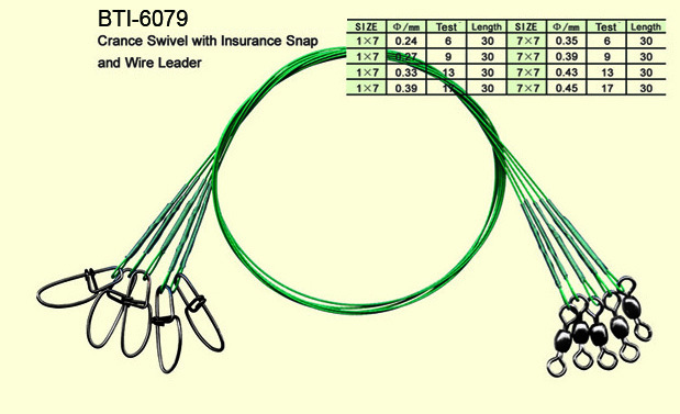 BTI-6079 Crance swivel with insurance snap and wire leader