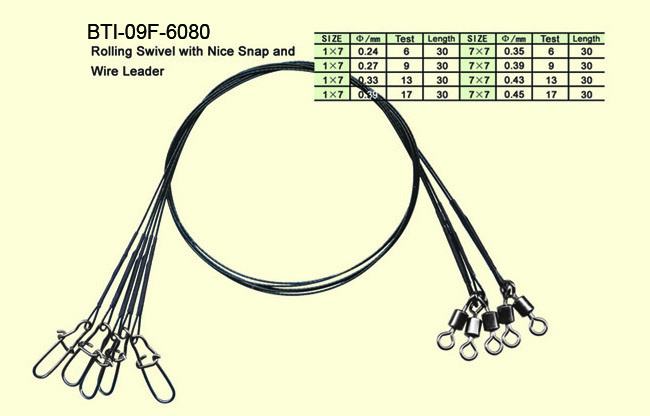 BTI-6080 Rolling swivel with nice snap and wire leader