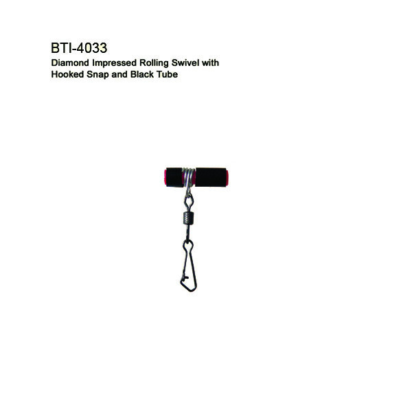 BTI-4033 Diamond Impressed Rolling Swivel with Hooked Snap and Black Tube