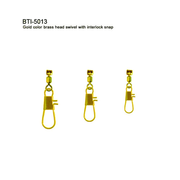 BTI-5013 Gold color brass head swivel with interlock snap