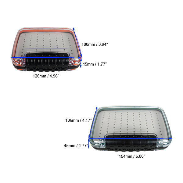 BTI-09A-H030-SF Grey Silicone Inserts Double-sided Clear lid Waterproof Fly Fishing Boxes