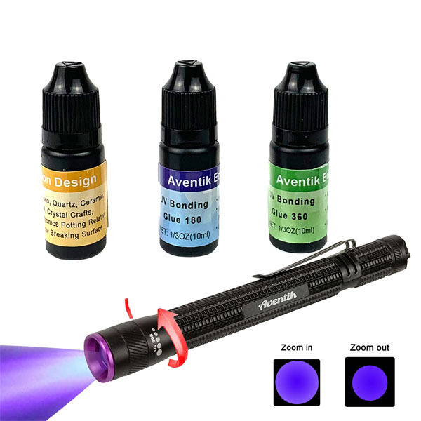 35A-5001 Bonding UV Glues Combo Tool Kit with 395nm Zoom-able UV Pen Light