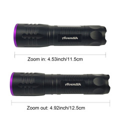 BTI-33A-3005 10W Super Light Zoomable 2 in 1 395nm&365nm UV Black Light Flashlight