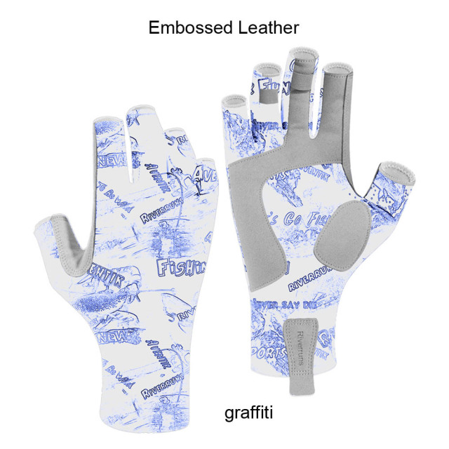 BTI-11B-2166 Fishing gloves with embossed / stramlined leather