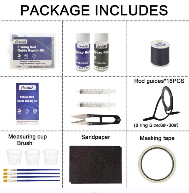 Fishing rod repair kit - Casting rod guide kit