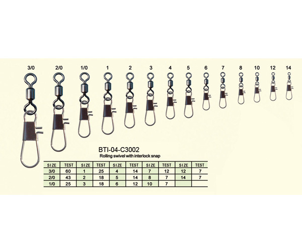 BTI-04-C3002 Rolling swivel with interlock snap