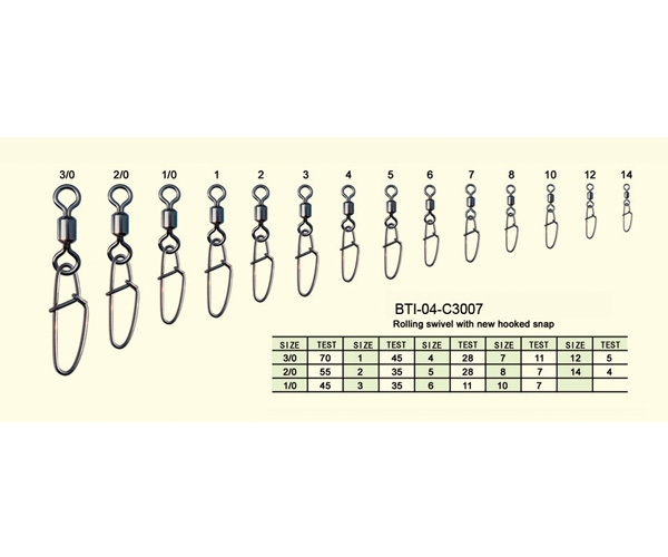 BTI-04-C3007 Rolling swivel with new hooked snap
