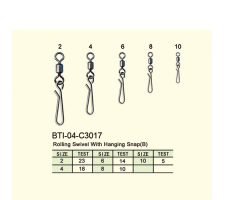 BTI-04-C3017 Rolling Swivel With Hanging Snap(B)