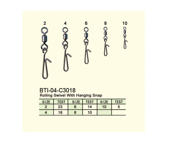 BTI-04-C3018 Rolling Swivel With Hanging Snap