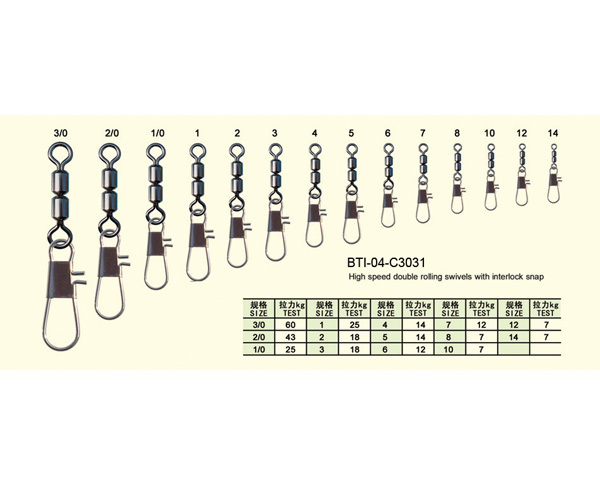 BTI-04-C3031 High speed double rolling swivels with interlock snap