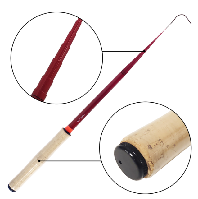 S Fiberglass tenkara rod with slim cork handle