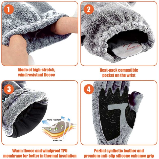 BTI-11B-2177 Fleece fishing gloves