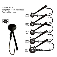 BTI-08C-064: Tungsten-Resin Weedless Football Jig Head