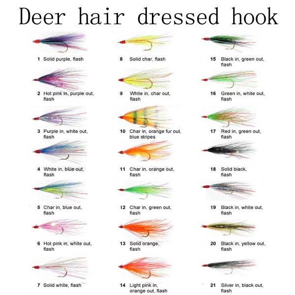 Deer hair dressed hook, Teaser fly, saltwater fly