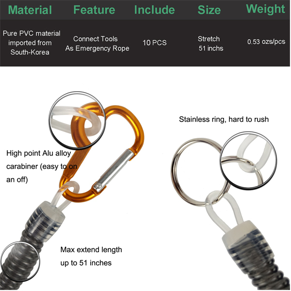 BTI-31A-1004 Colorful Stainless Steel Core Spring Coil Keychain