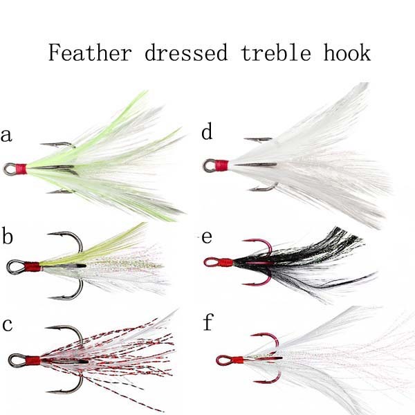 Feather dressed treble hook