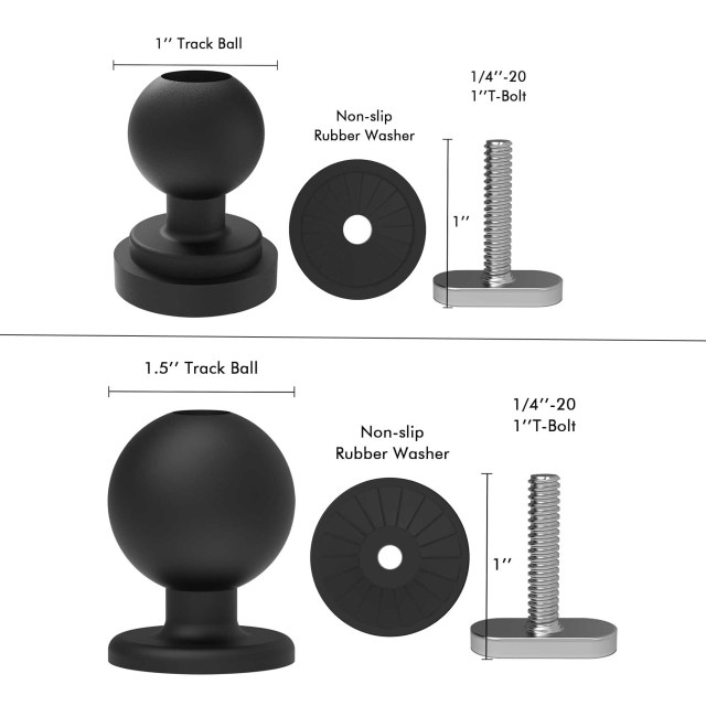 BTI-14A-2001 Kayak Track Ball 1 inch and 1.5 inch