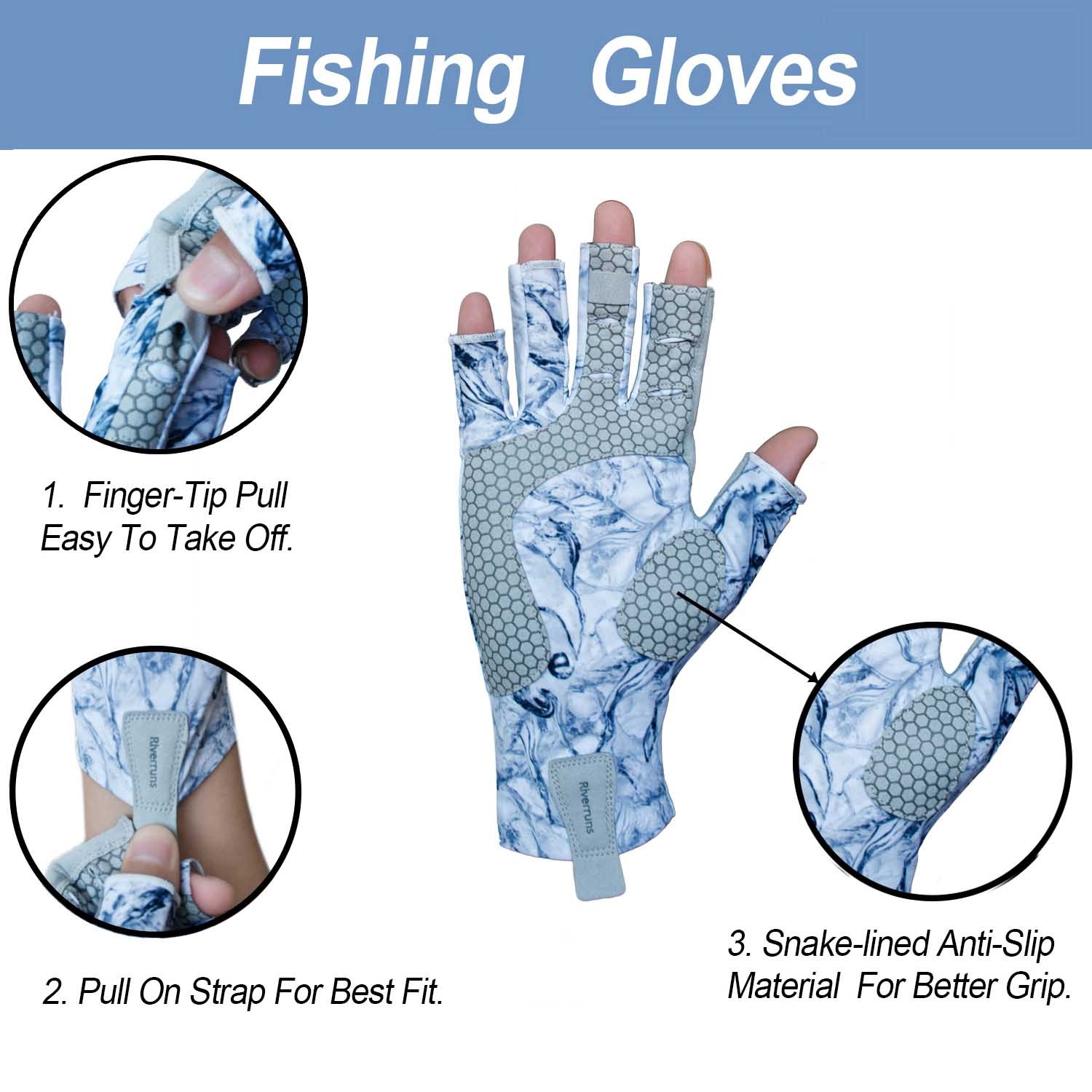 BTI-11B-2165 Fishing gloves camo blue with silicone